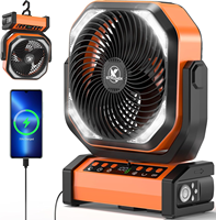 Ventilateur de camping avec lumière - Batterie rechargeable 20000 mAh, autonomie 6-8 heures, 4 vitesses, affichage numérique, minuterie, oscillation automatique, pour voiture, en plastique, version espagnole