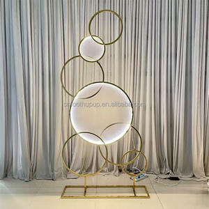 קיר תצוגה ממתכת גבוה לחתונה עם מסך לד, מעמד תצוגה אלגנטי לקישוטי חתונה, רקע לאירועים ומסיבות - Product Image 6