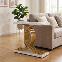 Table console moderne en métal écologique avec plateau en bois, design contemporain pour appartement et entrée d'hôtel, meubles de salon