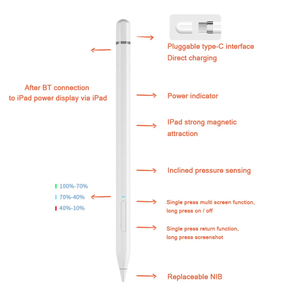 Cao Chính Xác Không Có Sự Chậm Trễ Không Có Sự Thay Đổi Stylus Bút Chì Cho Máy Tính Bảng iPad Từ Tính Sạc Màn Hình Vẽ Stylus Bút Cho Văn Phòng Kinh Doanh