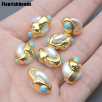 Perles en vrac de forme ovale en turquoise synthétique plaquées or pour la fabrication de bijoux fantaisie en gros