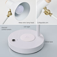Fabrication Tradition Abat-jour Contrôle tactile Lumière chaude Métal E26 E27 Ampoules Lampe de table de chevet avec chargeur sans fil