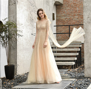 Dubai <strong>Silver</strong> Grey Gold Long Sleeves Evening <strong>Dresses</strong> 2020 Luxury A-Line Sexy Formal <strong>Dress</strong> Plus Size <strong>Dresses</strong> - Product Image 3