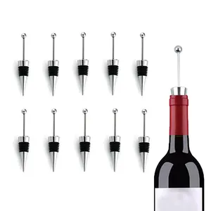 Raybin Custom Logo Red Wine Bottle Stopper Sublimation Stainless Steel Metal Beadable Wine Stopper for Bar Accessories