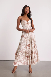 Robe longue à imprimé floral avec décolleté en cœur, bretelles spaghetti, coupe trapèze, en mousseline, style bohème, robe d'été décontractée - Product Image 1