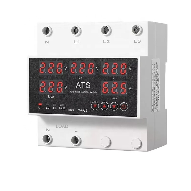 Hot ATS Automatic Transfer Switch, Three-circuit with 5 Displays, 63A/80A/100A, Overvoltage/undervoltage Protector