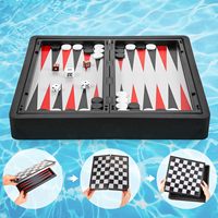 Plateau flottant de backgammon portable réversible plateau de jeu de dames d'échecs pliables pour les voyages et les jeux de piscine en plein air