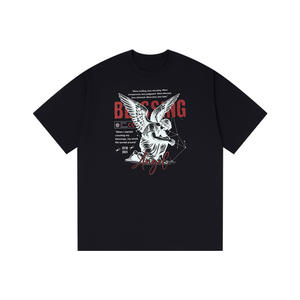 T-Shirt da Uomo in Puro Cotone Pesante, Stile Vintage Americano Trendy, Stampa con Lettere, Vestibilità Ampia - Product Image 5