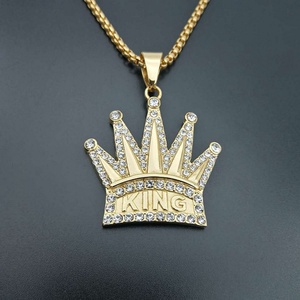 จี้มงกุฎกษัตริย์สแตนเลสสตีลชุบ PVD 18K ไม่ลอก ไม่ดำ พร้อมสร้อยคอเพชรแบบกำหนดเองสำหรับผู้ชาย - Product Image 4