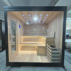 Cómoda Sala de Sauna de Infrarrojos Lejanos con Calefactor de Carbón de Madera Sólida para Exteriores, para <span class=keywords><strong>2</strong></span> Personas, con Luz Roja, para Uso en Villas - Product Image 5
