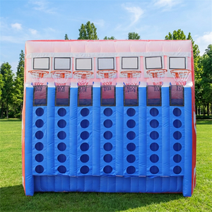 Parcours d'obstacles gonflable commercial WINSUN pour l'extérieur, en forme de ballon de basket, quatre obstacles consécutifs, en PVC, certifié CE - Product Image 1