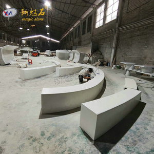 ม้านั่งโค้งหินวิเศษ UHPCGRC สีขาวเทา สำหรับจัดสวนสำเร็จรูป - Product Image 3