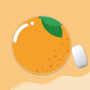 Tapis de souris rond et mignon sur le thème des fruits, avec bords cousus, option de design personnalisé élégant - Product Image 3