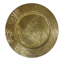 Assiettes de présentation rondes en plastique PP doré de luxe WOJU, durables, pour mariage, origine Fujian, motif personnalisé, vente en gros
