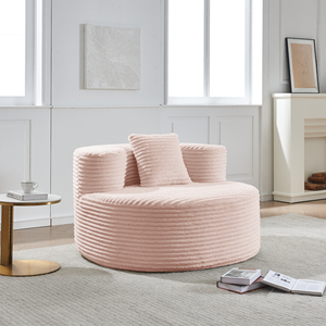 Sillón Moderno de Pana con Cojín, Asiento Profundo Tapizado para Sala de Estar o Dormitorio, No Requiere Ensamblaje, Color Blanco - Product Image 1