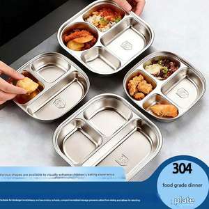 Plateau alimentaire rectangulaire profond en acier inoxydable, plateau de service pour cuisine et restaurant, plateau en métal robuste - Product Image 3