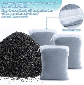 JUESHUI Granulés de charbon actif de haute qualité pour la filtration des piscines et des aquariums 3 sacs en nylon - Product Image 2
