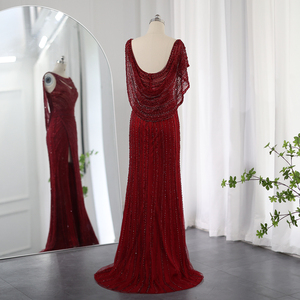 <span class=keywords><strong>Vestido</strong></span> de Noche Largo de Lujo Sharon Said SS035, Color Plateado Nude, con Capa, Pedrería, Abertura, para Mujer, para <span class=keywords><strong>Fiesta</strong></span> de Graduación, Boda - Product Image 6