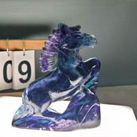 Vente Flash : Statue de Cheval en Cristal Naturel Personnalisée, Figurine d'Animal en Fluorite pour Décoration Intérieure, Art Populaire, Sculpture de Haute Qualité