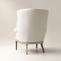 Fauteuil d'appoint moderne de luxe rembourré avec dossier haut, garniture cloutée, pieds en bois massif, chaise de salle à manger individuelle pour la maison et l'hôtellerie