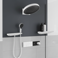 Robinet de salle de bain intelligent 2026 avec thermostat numérique et étagère, température constante, pommeau de douche circulaire blanc, système de douche
