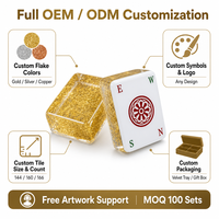 Tuiles de Mahjong Américain en Acrylique Doré Usinées CNC sur Mesure, Ensemble de 160 Pièces, Jokers et Fleurs, Logo OEM Imprimé, Livraison Rapide