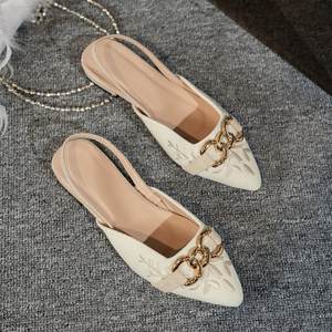 A9288 Scarpe da Donna Stile Europeo e Americano con Suola Piatta, Tomaia Bassa, Retro Aperto, Fibbia in Ferro, Scarpe da Lavoro - Product Image 6