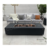 Table de foyer moderne élégante pour l'extérieur Ligne de gaz naturel Installation facile Cheminées autoportantes Ensemble de canapés pour piscine