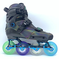 Patins à Roues Alignées Freestyle Haut de Gamme en Fibre de Carbone Lumineuse, Rollers Clignotants Avancés