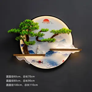 NISEVEN高品質の新しい中国の木のスタイルのアクリルの壁の装飾とリビングルームの寝室のオフィスのためのLedライトウォールアート