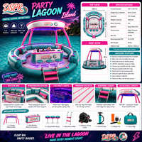 Bar flottant aquatique essentiel pour les vacances en bord de mer, île gonflable 3-5 places pour les loisirs aquatiques des clients d'hôtels côtiers