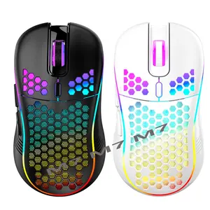 Ergonomic Cave Honeycomb Lightweight and Rechargeable TYPE-C Interface RGB Light Ultra Light Touch 2.4G Wireless Mouse