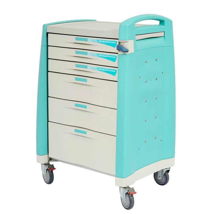 Mobile Abs Drugs Hospital Medical Crash Cart Plastic Emergency Medicine Trolley for Clinic