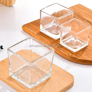 Individuelle 5 × 5 cm 8 × 8 cm 10 × 10 cm transparente hydroponische Tankschalen leere Quadratische Glaskerzenhalter-Gläser