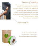 Compostable özel PLA kağıt malzeme gıda kapları etiket kendinden yapışkanlı su çözülebilir etiket etiket