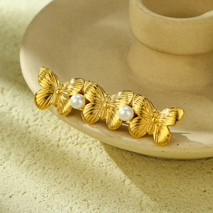 กิ๊บติดผมรูปผีเสื้อประดับมุก - กิ๊บหนีบผมสแตนเลสทรงหอยเชลล์อเนกประสงค์และทันสมัยสำหรับขาย - Product Image 6