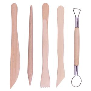 बच्चों के लिए 5 लकड़ी के डिय मिट्टी के बर्तनों के उपकरणों का सेट मजेदार और शैक्षिक मिट्टी - Product Image 1