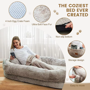 세탁 가능한 대형견 침대 사람 크기 애완동물 소파 플러시 털이 많은 강아지 소파 침대 빈백 스타일 강아지 라운저 분리형 커버 포함 - Product Image 4