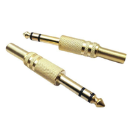 Vente en gros de prise jack 6.35MM mâle plaqué nickel/or Mono adaptateur de connecteur audio 1/4 pouce mâle à souder connecteurs stéréo laiton
