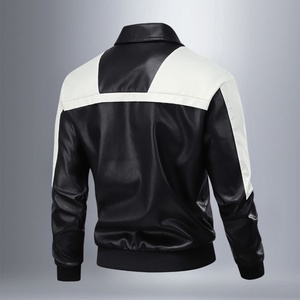 Custom Autumn and Winter Vintage Men's Leather PU <b>Jacket</b>, Loose Stitching Contrast Color Design <b>Jacket</b> - Product Image 5