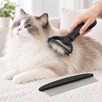 Brosse démêlante économique avec peigne métallique pour démêler et désenchevêtrer les poils longs