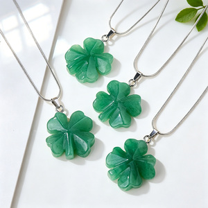 Collana con Ciondolo Quadrifoglio in <span class=keywords><strong>Avventurina</strong></span> <span class=keywords><strong>Verde</strong></span> Naturale, Amuleto Portafortuna, Gioiello con Cristallo Curativo per Donne, Regalo - Product Image 6