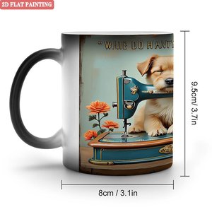 Curved Ergonomic Frosted Black 11oz <b>Ceramic</b> <b>Mug</b> Heat Color Changing Magic Drinking Cup - Product Image 1
