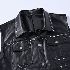 Colección de <span class=keywords><strong>chaleco</strong></span> sin mangas ajustado a la moda para <span class=keywords><strong>hombre</strong></span> Diseño de remache fresco Horseclip <span class=keywords><strong>Tela</strong></span> de lona Ropa exterior lavada - Product Image 4