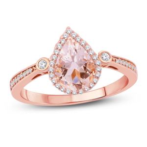 Anillo de Compromiso Vintage con Morganita Rosa, Conjunto de Anillos Apilables Curvos de Oro Rosa de 14K para Regalo de Compromiso, Fiesta o Aniversario - Product Image 2