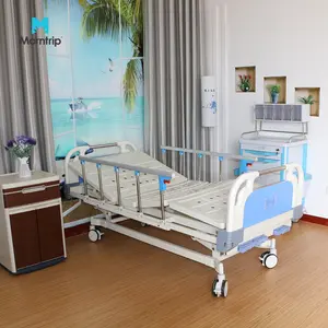 Cama de Hospital eléctrica antideslizante, cama de pacientes multifunción con 2 bielas, con inodoro y silla de ruedas