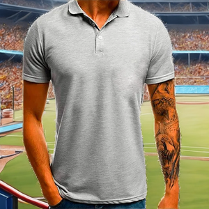 เสื้อกอล์ฟแขนสั้นสีพื้นคุณภาพสูง ระบายอากาศได้ดี สวมใส่สบาย เหมาะสำหรับทุกเพศ ผลิตจากผ้าฝ้ายแท้ 225 กรัม สำหรับผู้ชาย - Product Image 2