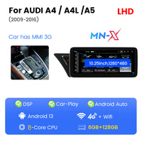 Navifly MNX 12.5 10.25 pouces Android13 1920*720 écran tactile stéréo de voiture android pour Audi A4 2009-2016 support DSP + AMP 4GLte + wifi