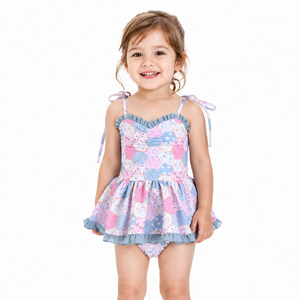 Custom <strong>Bunny</strong> Print Toddler <strong>Girls</strong> Skirted <strong>Outfit</strong> Two Piece Top and Shorts with Ruffle Trim Kids Casual Wear OEM Available - Product Image 5