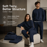 Tela de Algodón y Elastano de 260 g/m², Tela de Poliéster y Algodón, Tela de Rizo, Tela Elástica para Conjuntos Casuales y Ropa de Descanso